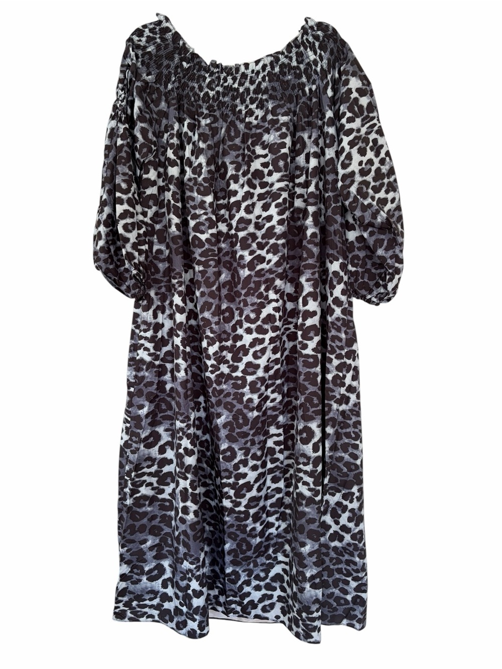 Leopard Smocked Dress (Size L) NWT